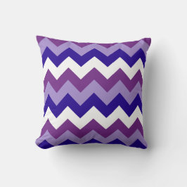 Almofada Púrpura, Mauve, Azul, Cevrons de Diagonal Branco