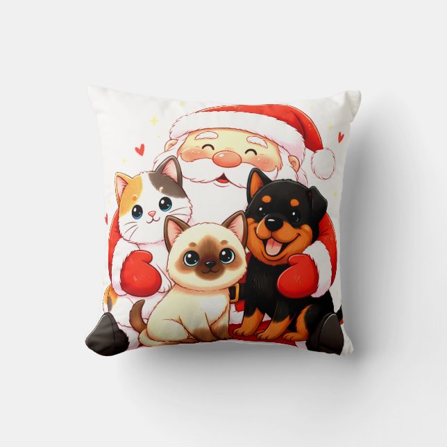 Almofada Purr-fectly Huggable: Santa’s Snuggle Trio (Frente)
