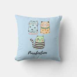 Almofada Purrfection Cute Kawaii Pattern Cats Art