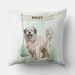 Almofada Pyrenean Shepherd Watercolor Personalized Dog