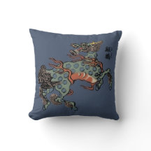 Qilin Chinês Vintage em Azul Jeans Azul