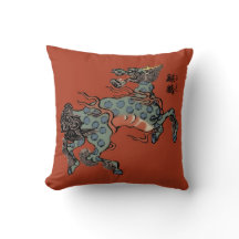 Qilin Chinês Vintage em Vermelho Chinês