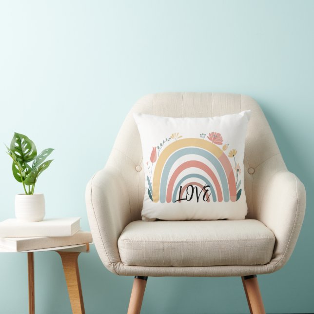 Almofada Quadrada Arremessada Floral Boho Arco-íri (Cadeira)