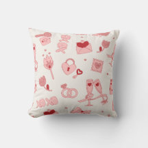 Almofada Quadrada com Padrão de Amor Vermelho