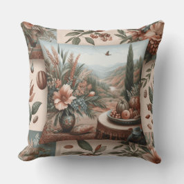 almofada quadrada estampada com flores adelfa