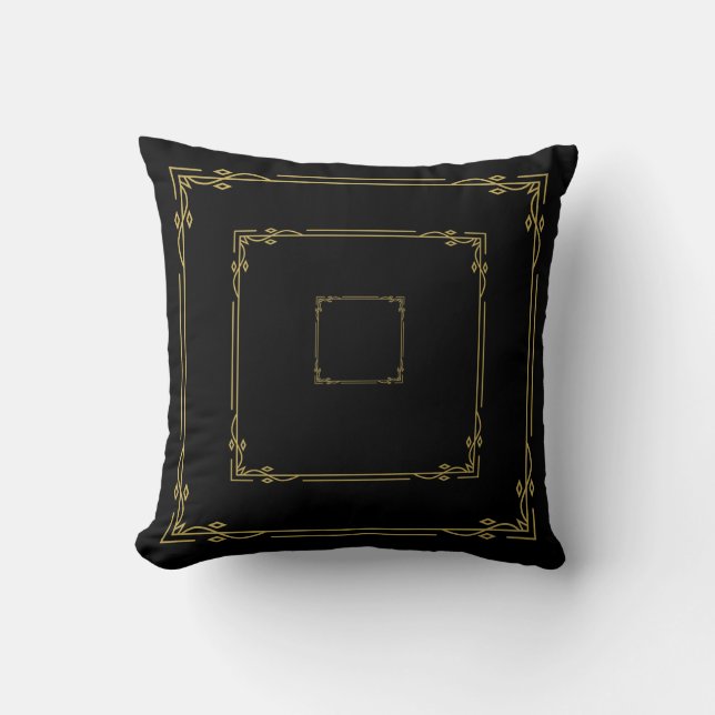 Almofada Quadrada Preta | Decoração de Casa Boho d (Frente)