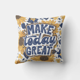 Almofada Quadrado do Flor de Ilustração Amarelo