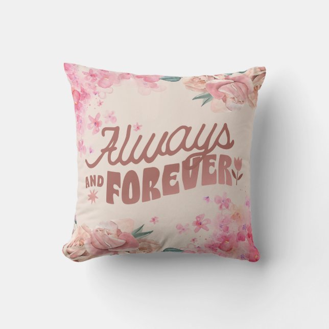 Almofada Quadrado do Flor de Ilustração Rosa (Frente)