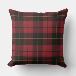 Almofada Quadrado original resistido vermelho do Tartan de
