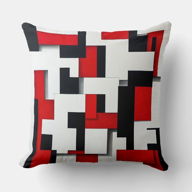 Almofada 🛋️ Quadrado Preto Vermelho Presente Decoração Mod (Frente)