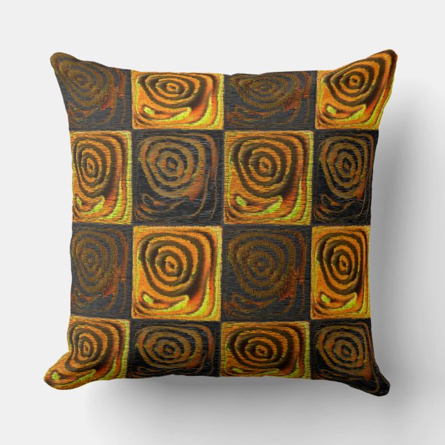 Almofada Quadrados amarelados e círculos em mosaico rústico (Frente)