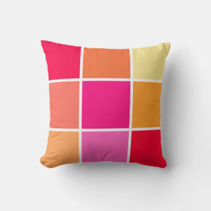 Almofada Quadrados cor-de-rosa, laranja e amarelo