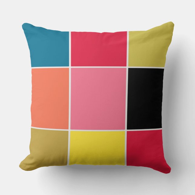 Almofada Quadrados de Cascata arco-íris (Frente)