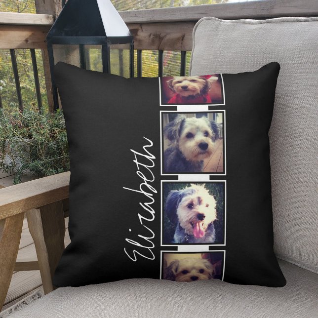 Almofada Quadrados de Colagem de Fotos Pretos e Brancos Per (Criador carregado)