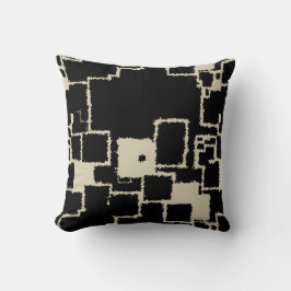 Almofada Quadrados de Taupe Pretos e Vintage