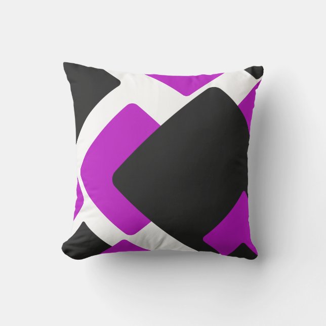 Almofada Quadrados geométricos abstratos preto violeta roxo (Frente)