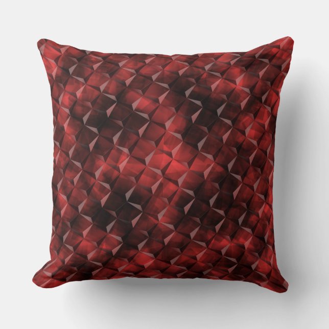 Almofada Quadrados vermelho a escuro, manchas 3D de sujidad (Frente)