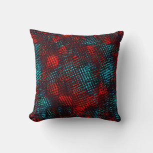 Almofada Quadriculados riscados em vermelho e azul claro.