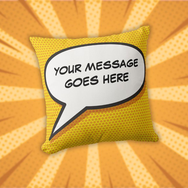 Almofada Quadrinho engraçado Bolha de fala personalizada Mo (Funny Comic Book Personalized Speech Bubble Modern Throw Pillow)