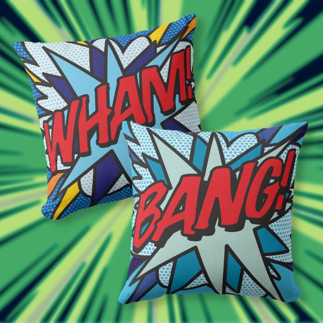 Almofada Quadrinhos do WHAM! BANG! (Cool Modern Comic Book WHAM BANG Throw Pillow)