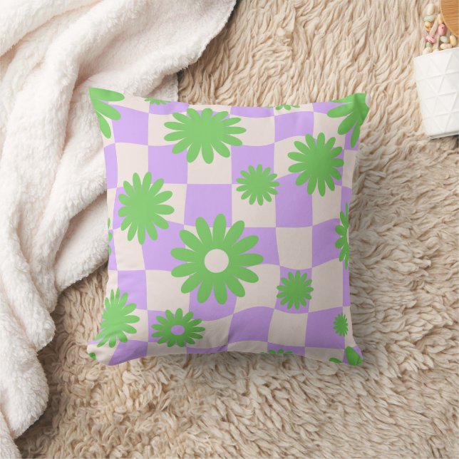 Almofada Quadro de controlo do Groovy Daisy Floral, Y2K 90s (Cobertor)