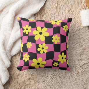 Almofada Quadro de controlo do Groovy Daisy Floral, Y2K 90s