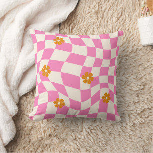 Almofada Quadro de controlo do Groovy Daisy Floral, Y2K 90s