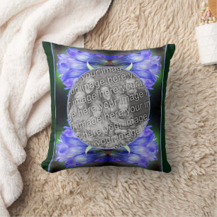 Almofada Quadro de Flor Gentiano Azul Adicionar Sua Própria