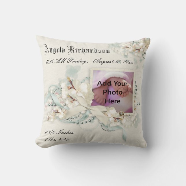 Almofada Quadro de Fotografias de Bebê ou Rapariga Elegante (Frente)