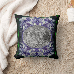 Almofada Quadro de Petais da Hydrangea Azul Adicionar Sua F