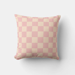 Almofada Quadro de verificação rosa e creme