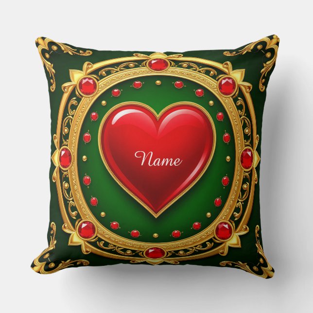 Almofada Quadro do Coração do Ouro Luxurioso (Frente)