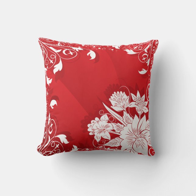 Almofada Quadro Floral Vermelho e Branco (Frente)