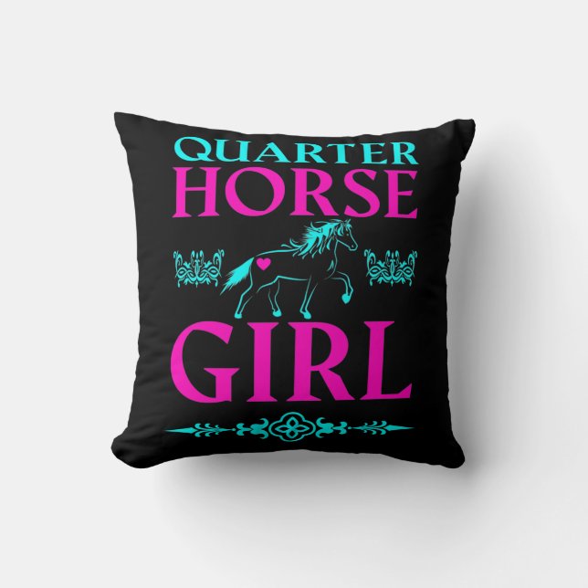 Almofada Quarter Horse Girl in Aqua and Pink (Frente)