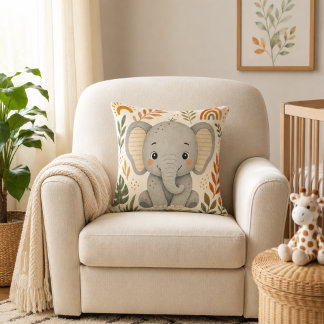 Almofada Quarto de Bebê Elefante Boho Safari Fofo