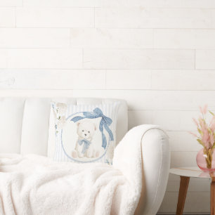 Almofada Quarto de Bebê Menino Urso de Pelúcia Laço Coquete