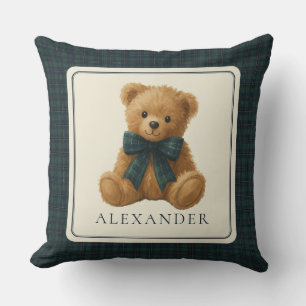 Almofada Quarto de Bebê Menino Urso de Pelúcia Polo Vintage