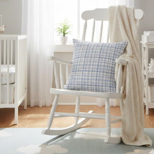 Almofada Quarto de Berçário Xadrez Branco Azul Claro Aquare