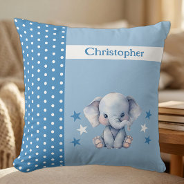 Almofada Quarto de criança adicionar nome elefante azul fof