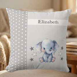 Almofada Quarto de criança adicionar nome elefante fofo cin