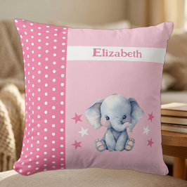 Almofada Quarto de criança adicionar nome elefante rosa fof