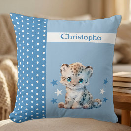 Almofada Quarto de criança adicionar nome leopardo azul fof