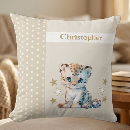 Almofada Quarto de criança adicionar nome leopardo marrom f