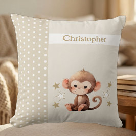 Almofada Quarto de criança adicionar nome macaco marrom fof