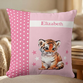 Almofada Quarto de criança adicionar nome tigre rosa fofo