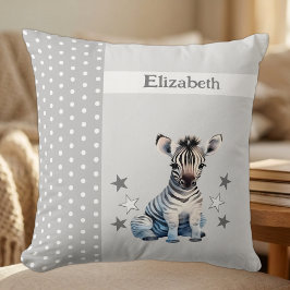 Almofada Quarto de criança adicionar nome zebra cinza fofo