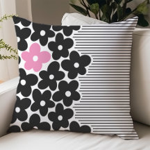 Quarto de Dormitório Floral Rosa e Preto Moderno