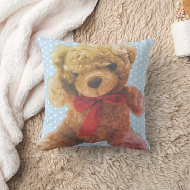 Almofada Quarto de Urso de Pelúcia Azul Claro Adorável Vint (Cobertor)