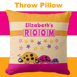 Almofada Quarto do garoto Ladybugs adiciona nome rosa púrpu