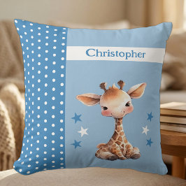 Almofada Quarto infantil adicionar nome girafa azul fofo